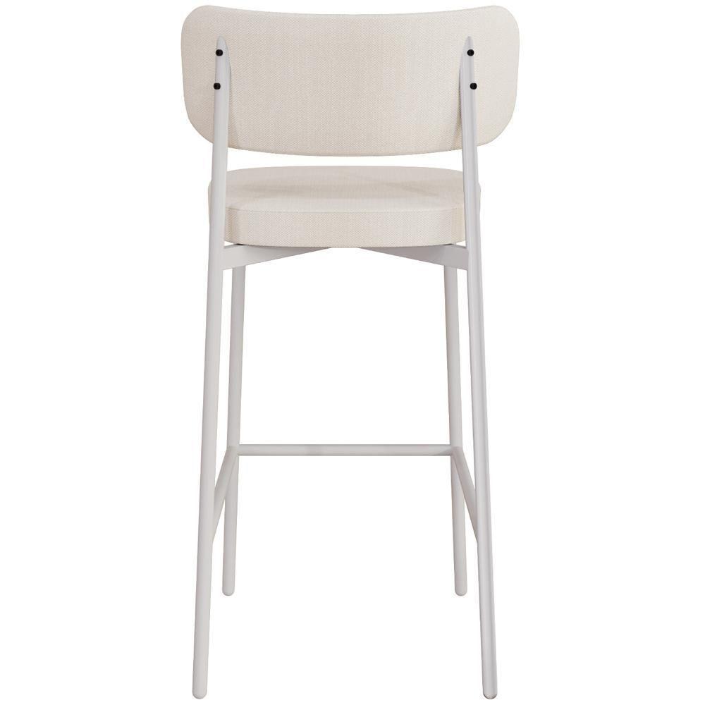 Kit 02 Banquetas Alta Bar Cozinha Sala De Jantar Aço Branco Kaira C01 Linho Palha - Lyam Decor - 4