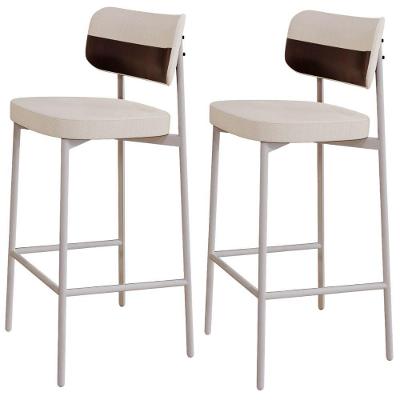 Kit 02 Banquetas Alta Kaira C01 Assento Courino Base Aço com Encosto Café para Área Gourmet