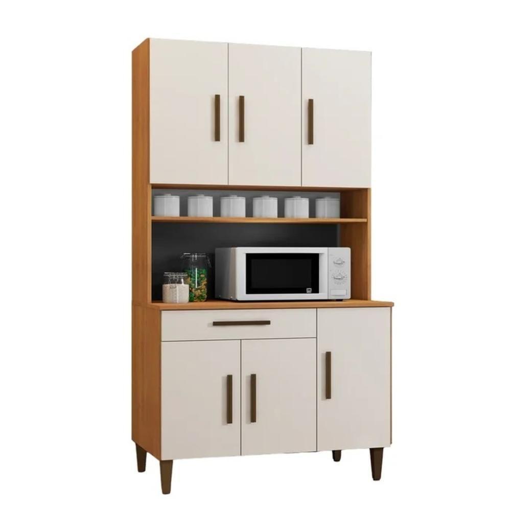 Armário De Cozinha 6 Portas Salvador Kaiki Móveis Nature Off White - 1