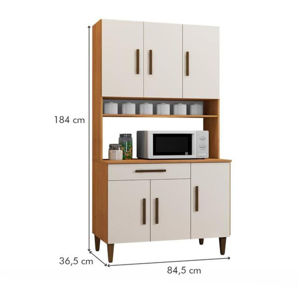 Armário De Cozinha 6 Portas Salvador Kaiki Móveis Nature Off White - 2