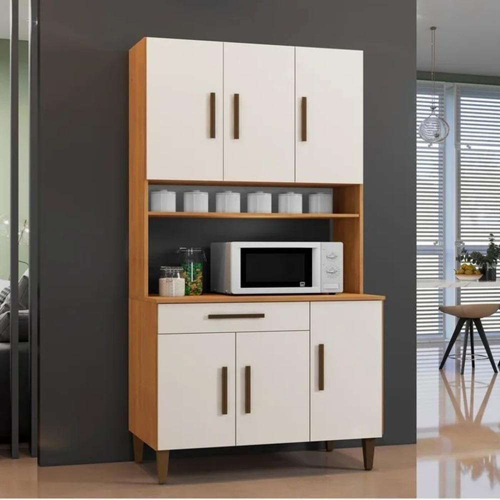 Armário De Cozinha 6 Portas Salvador Kaiki Móveis Nature Off White - 3