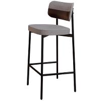 Kit 02 Banquetas Alta Bar Cozinha Sala De Jantar Aço Preto Kaira C01 Linho Cinza Courino Café - Lyam Decor - 5