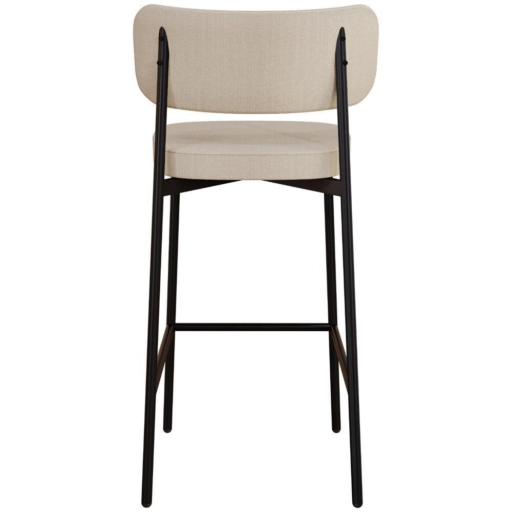 Kit 02 Banquetas Alta Bar Cozinha Sala De Jantar Aço Preto Kaira C01 Linho Areia Courino Café - Lyam Decor - 4