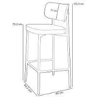 Kit 02 Banquetas Alta Bar Cozinha Sala De Jantar Aço Preto Kaira C01 Linho Areia Courino Café - Lyam Decor - 3