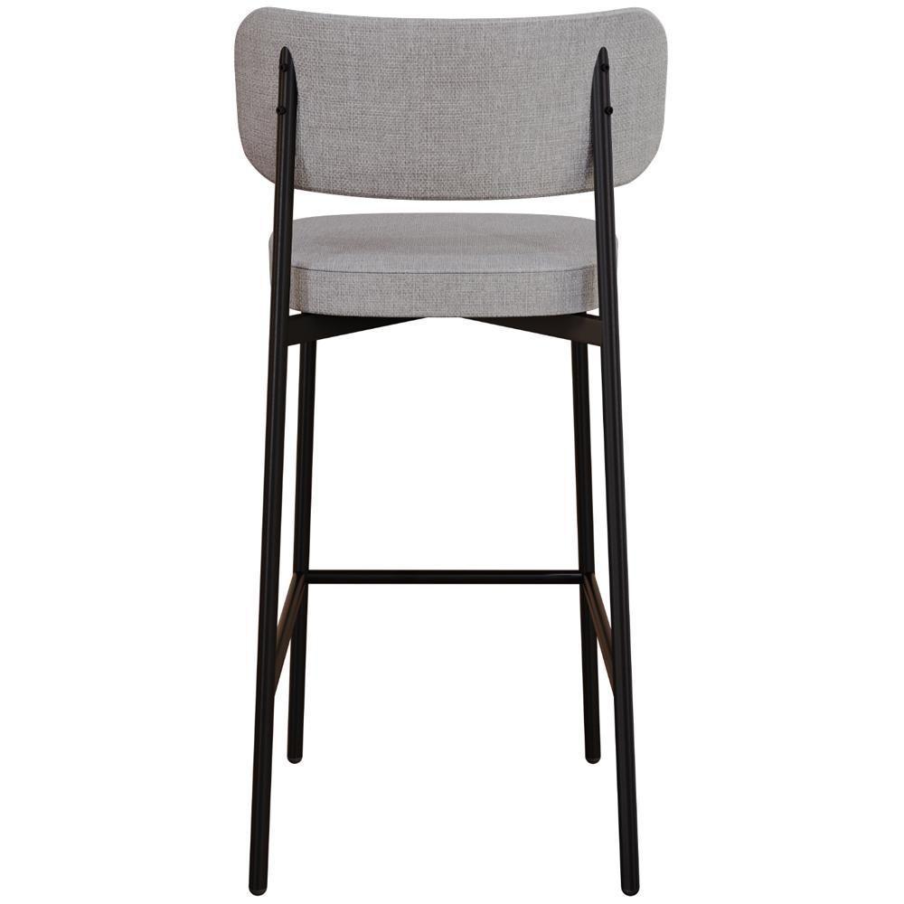 Kit 02 Banquetas Alta Bar Cozinha Sala De Jantar Aço Preto Kaira C01 Linho Cinza Courino Whisky - Lyam Decor - 2