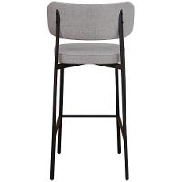 Kit 02 Banquetas Alta Bar Cozinha Sala De Jantar Aço Preto Kaira C01 Linho Cinza Courino Whisky - Lyam Decor - 2