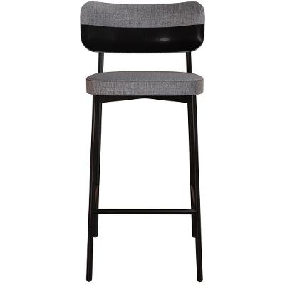 Kit 02 Banquetas Alta Bar Kaira C01 Assento Courino Estrutura Aço Encosto Fixo Preto