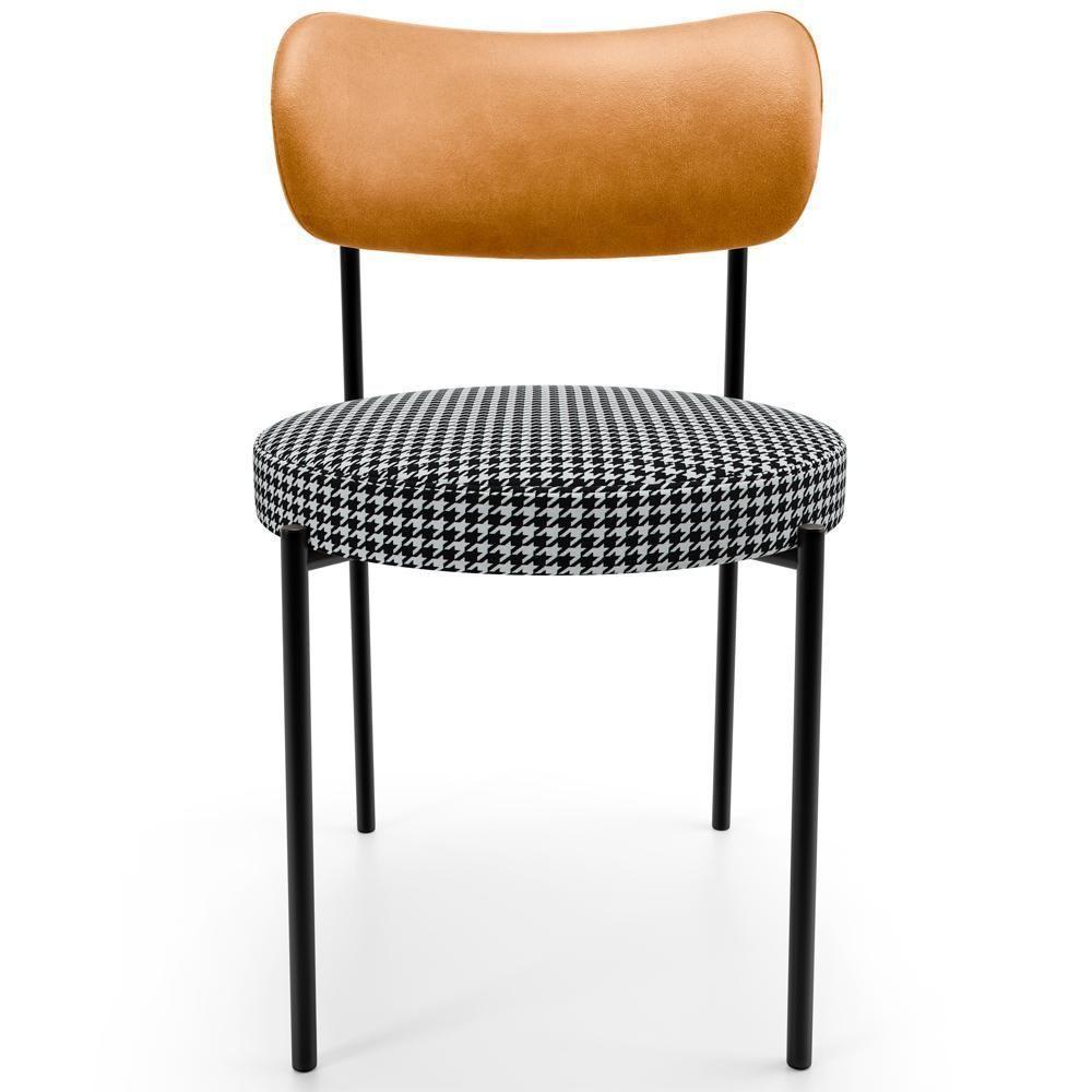 Mesa Para Sala De Jantar Valência Com 06 Cadeiras Sala De Jantar Louise L02 Couríssimo Whisky Pied Poule - Lyam Decor - 2