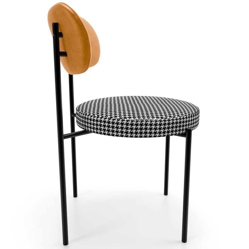 Mesa Para Sala De Jantar Valência Com 06 Cadeiras Sala De Jantar Louise L02 Couríssimo Whisky Pied Poule - Lyam Decor - 9