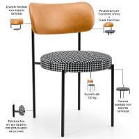 Mesa Para Sala De Jantar Valência Com 06 Cadeiras Sala De Jantar Louise L02 Couríssimo Whisky Pied Poule - Lyam Decor - 6