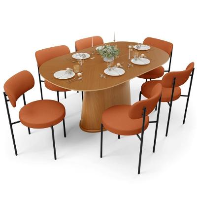 Mesa de Jantar Valência 6 Lugares Tampo MDF com Cadeiras Louise L02 Terracota
