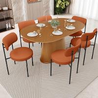 Mesa Para Sala De Jantar Valência Com 06 Cadeiras Sala De Jantar Louise L02 Tecido Terracota - Lyam Decor - 9