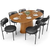 Mesa Para Sala De Jantar Valência Com 06 Cadeiras Sala De Jantar Louise L02 Couríssimo Preto - Lyam Decor - 1