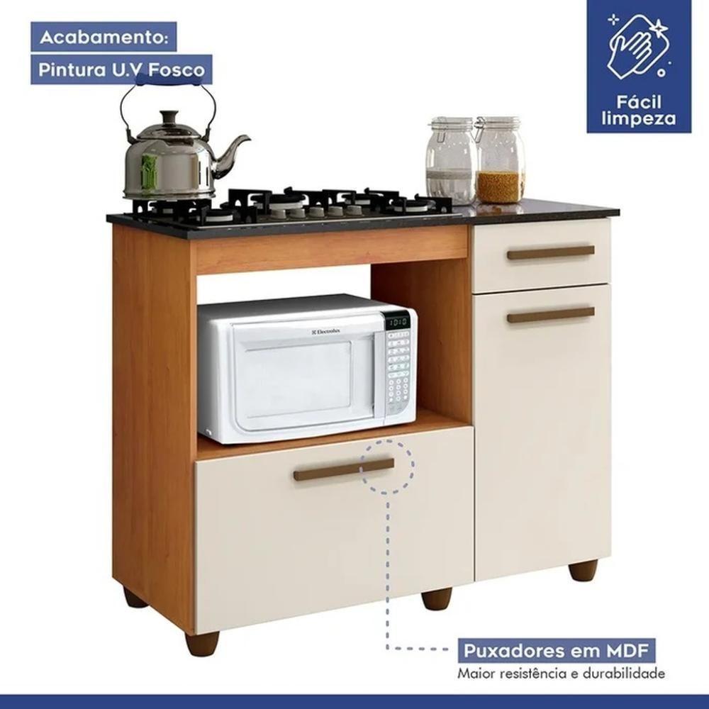 Balcão Para Cooktop 4 Bocas Violeta Kaiki Móveis Nature Off White - 3