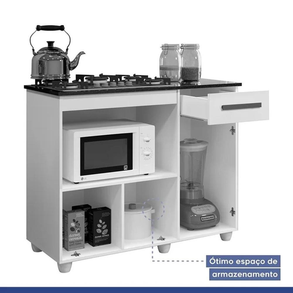 Balcão Para Cooktop 4 Bocas Violeta Kaiki Móveis Nature Off White - 4