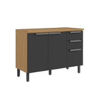 Armário Balcão Itatiaia Portas Gavetas Grafite New Porto - 1