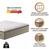 Colchão Casal King Molas Guarda Costas Max Com Pillow 193x203x40cm Bege/branco Probel Bege - 2