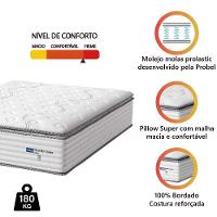 Colchão Casal King Molas Guarda Costas Max Com Pillow 193x203x40cm Branco/cinza Probel Cinza/bran - 2