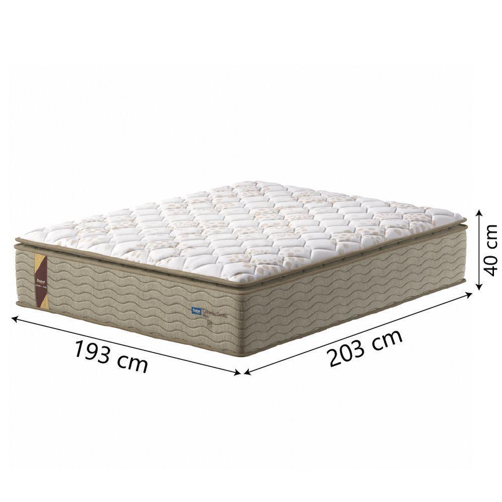 Cama Box Casal King Colchão Molas Guarda Costas Max Com Pillow 193x203x78cm Suede Bege/branco - 2