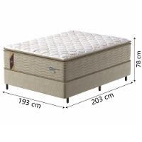 Cama Box Casal King Colchão Molas Guarda Costas Max Com Pillow 193x203x78cm Suede Bege/branco - 3