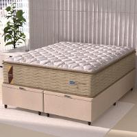 Cama Box Baú Casal King Colchão Molas Guarda Costas Max Com Pillow 193x203x81cm Suede Bege/branco - 6