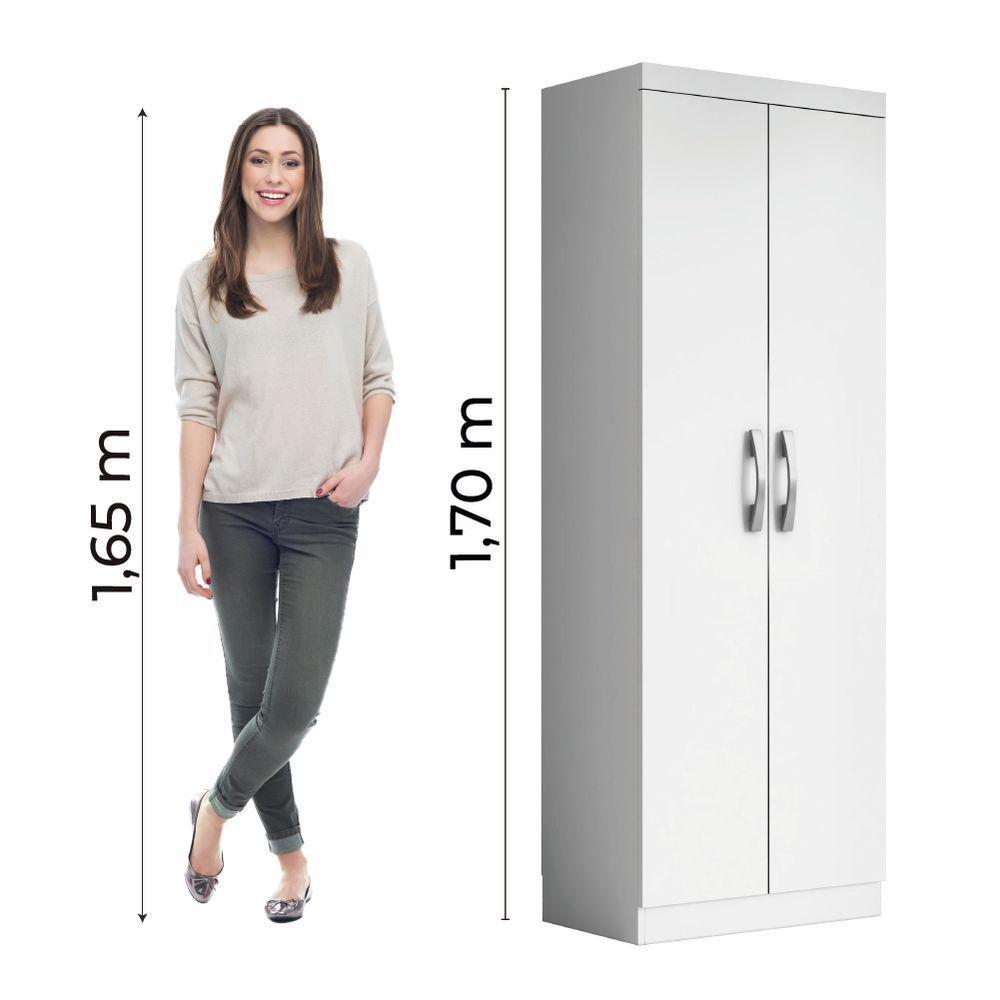 Armário Multiuso Organizador Lavanderia 2 Portas 3 Prateleiras 1,70m New Aramóveis Branco - 2