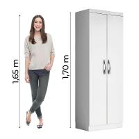 Armário Multiuso Organizador Lavanderia 2 Portas 3 Prateleiras 1,70m New Aramóveis Branco - 2