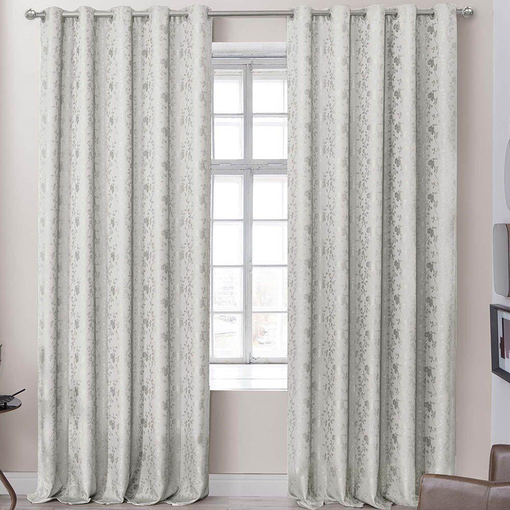 Cortina Dalia Jacquard Estampado Floral 3,00m X 2,60m Sala Quarto Varão 3m - Bege - 1