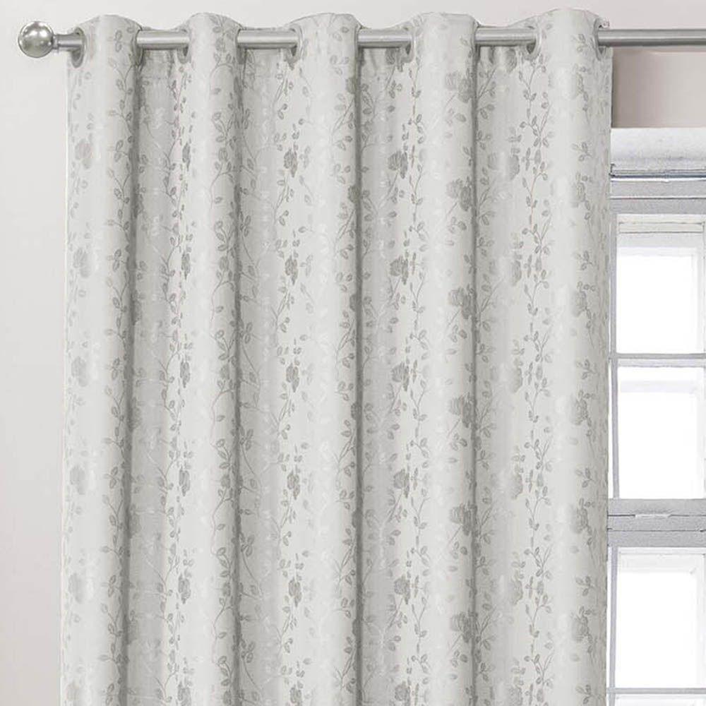 Cortina Dalia Jacquard Estampado Floral 3,00m X 2,60m Sala Quarto Varão 3m - Bege - 2