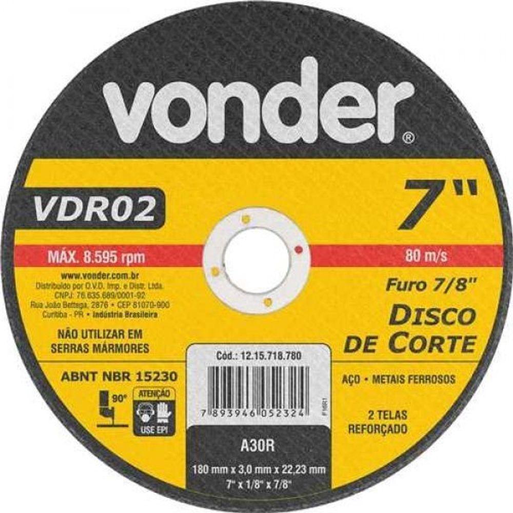 Disco Corte 3mm 7x7-8 (180x22,23) - Vonder - 1