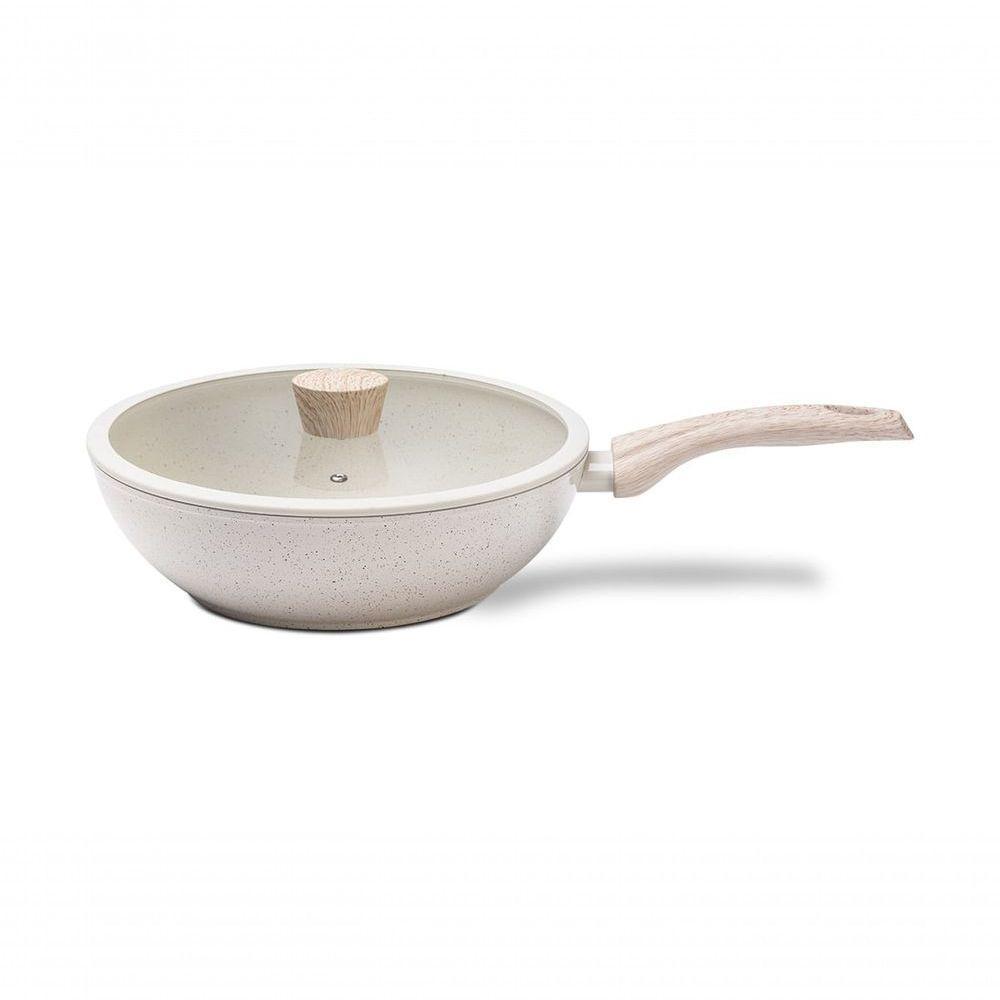 Wok Com Tampa Brinox Antiaderente Ceramic Life Sirius 28 Cm 3,4 L Com Indução Vanilla Vanilla - 1