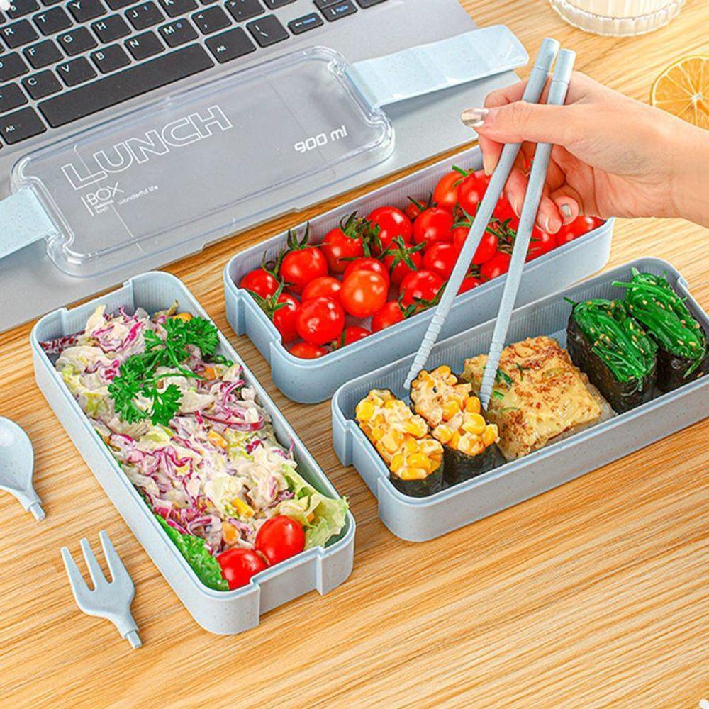 Marmita Fitness Lunch Box 900ml 3 Divisórias Pote Mantimento Bento 3 Em 1 Lorben - 3