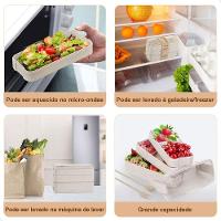 Marmita Fitness Lunch Box 900ml 3 Divisórias Pote Mantimento Bento 3 Em 1 Lorben - 2