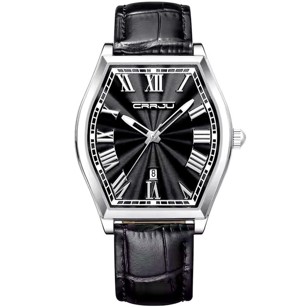 Relogio Analógico Masculino De Quartzo Design Criativo Tonneau à Prova D'água Preto - 1