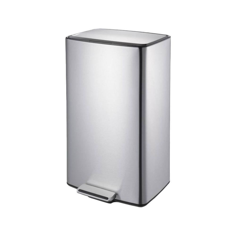 Lixeira Retangular C- Pedal E Balde 40 L Aço Inoxidável Escovado Linha Plana Brinox - 1