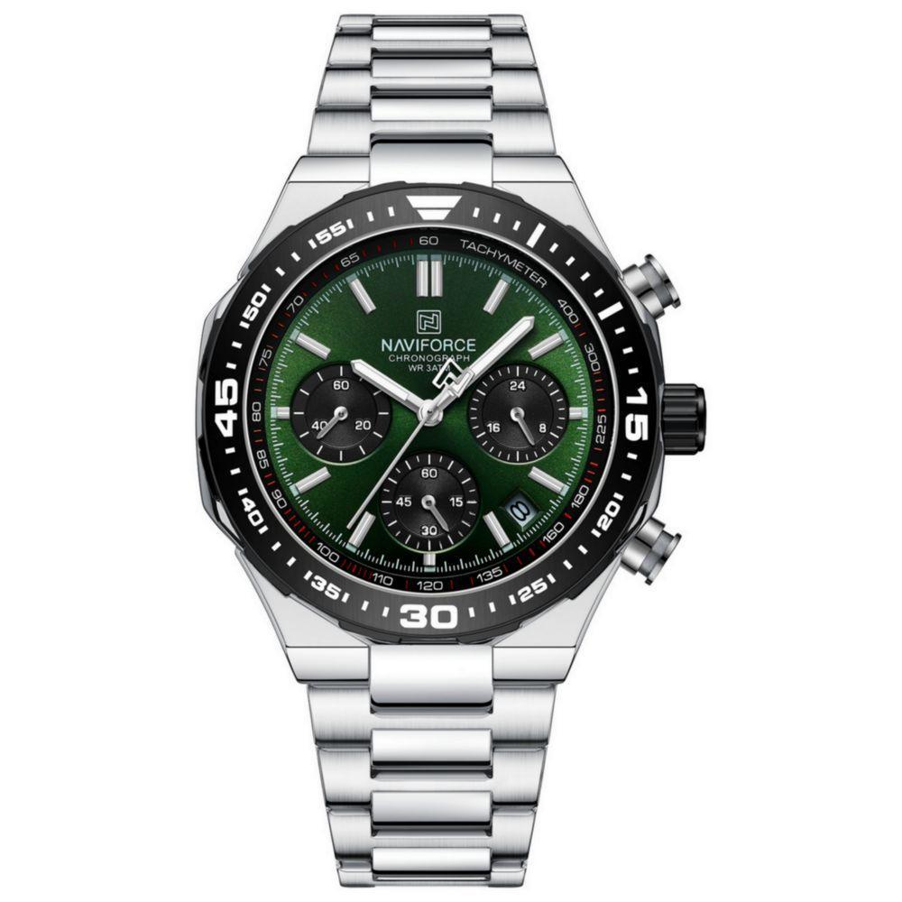 Relógio De Quartzo Masculino Com Pulseira De Aço Inoxidável Esportivo Impermeável Verde - 1