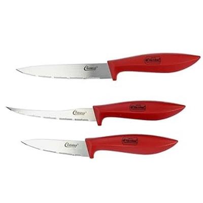 Jogo 3 Facas Em Inox Cozinha Utilitária Carne Legumes Clauss