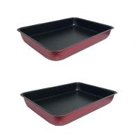 Kit 2 Assadeiras Antiaderente Retangular Alta Nº4 Cor Cereja - 1