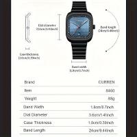 Relógio Quadrado Data Característica Pulseira De Aço Inoxidável à Prova D'água Verde - 2