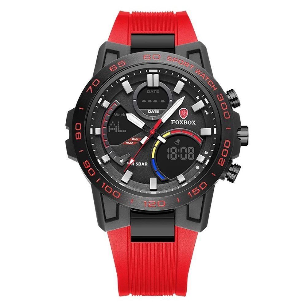Relógio Masculino Digital De Exibição Dupla à Prova D 'água Esportivo Vermelho - 1