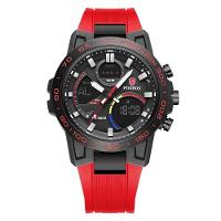 Relógio Masculino Digital De Exibição Dupla à Prova D 'água Esportivo Vermelho - 1