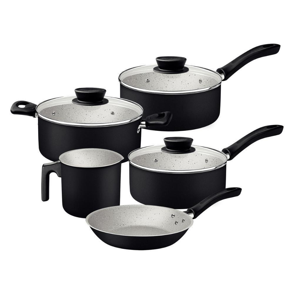 Jogo De Panelas 5 Peças Linz Cores Antiaderente Tramontina Preto - 1