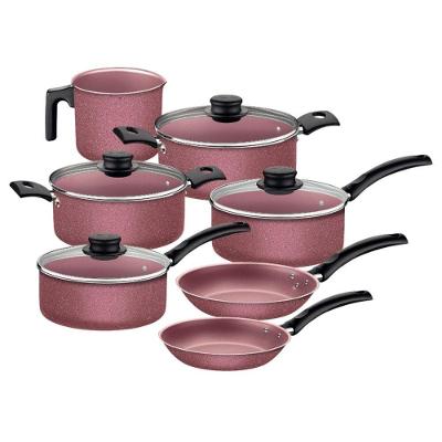 Jogo De Panelas 7 Peças Em Alumínio Com Revestimento Interno E Externo Rosa Tramontina 20297/461