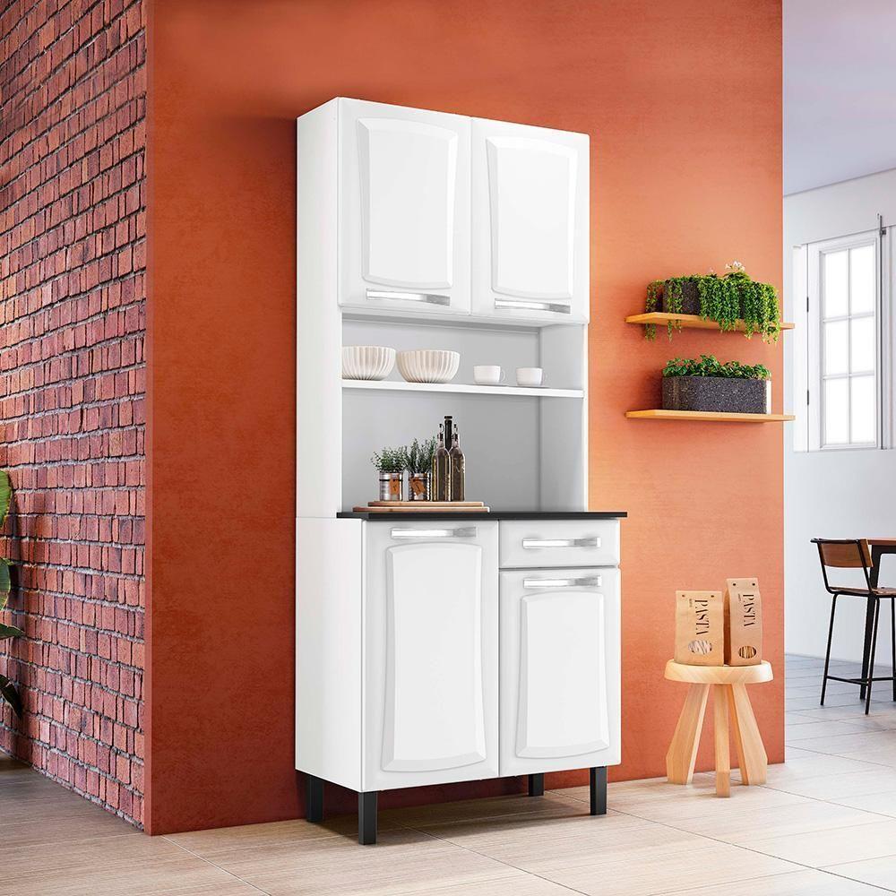 Kit De Cozinha Compacta Branca Em Aço 4 Porta 1 Gaveta Pratika - 1