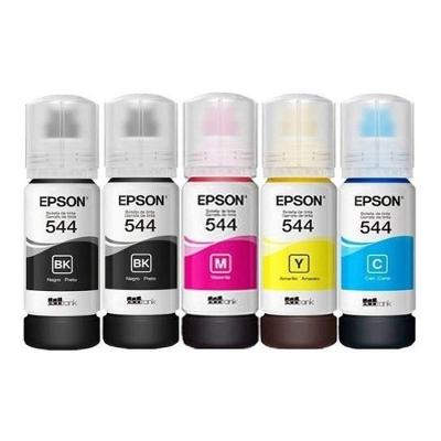 Kit 5 Tintas Epson 544 T544 Original 2 Preto , 1 Ciano , 1 Amarelo , 1 Magenta L-3110 L-3150 L-3250
