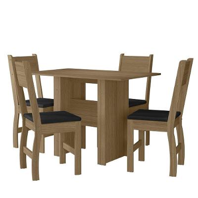 Kit Mesa De Jantar Milano 108x68 Cm Com 4 Cadeiras Milano Carvalho/preto Carvalho/preto