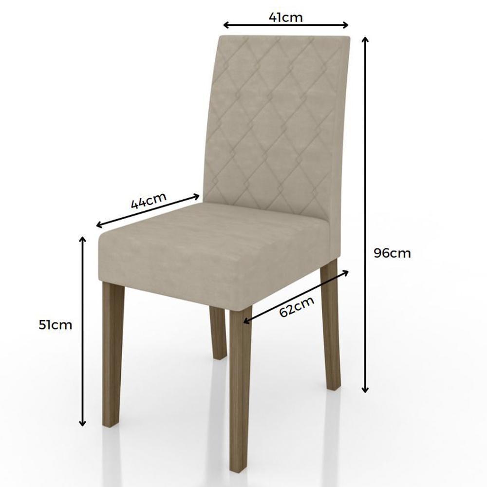 Kit Mesa De Jantar Helo Com Vidro 120x90 Com 4 Cadeiras Jade Carvalho/off White/fendi Carvalho/off White/fendi - 6