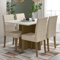 Kit Mesa De Jantar Helo Com Vidro 120x90 Com 4 Cadeiras Jade Carvalho/off White/fendi Carvalho/off White/fendi - 2