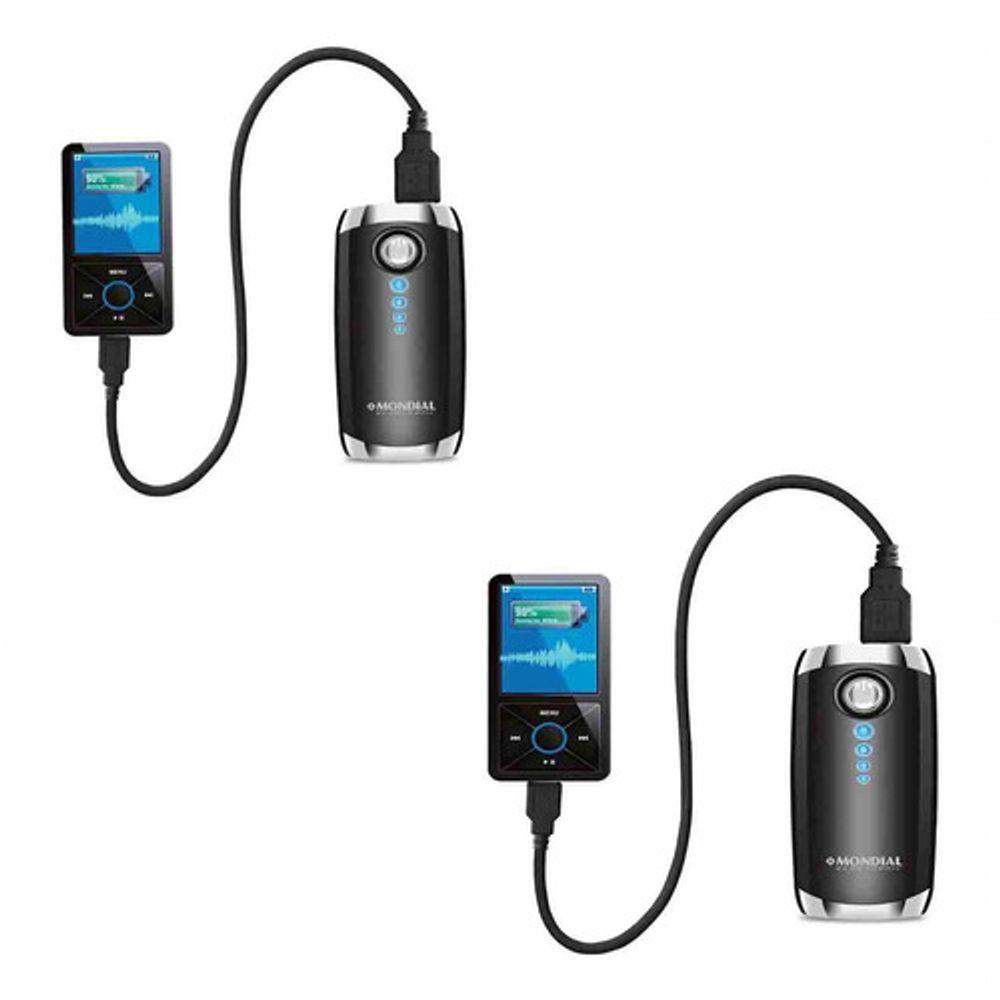Kit 2 Carregador Bateria Mondial Power Bank Bt01 4000mah - 1