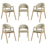 Kit 6 Cadeiras Mesa Jantar Suellen Versátil Reforçada Corino Bege - 1